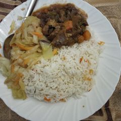 Rice cabbage with beef stew A picture of Rice cabbage with beef stew.