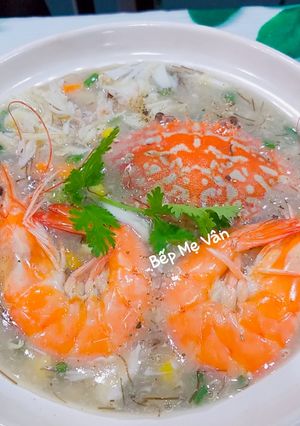 Hình của món Súp ghẹ tôm tóc tiên.