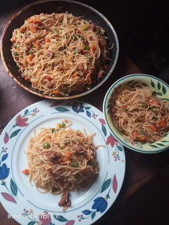 A picture of Minced meat spaghetti.