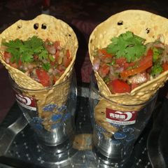 A picture of Masala cone papad.