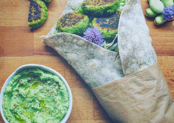 Come a Fai  Veloce Wrap al grano saraceno con hummus di fave e falafel di piselli