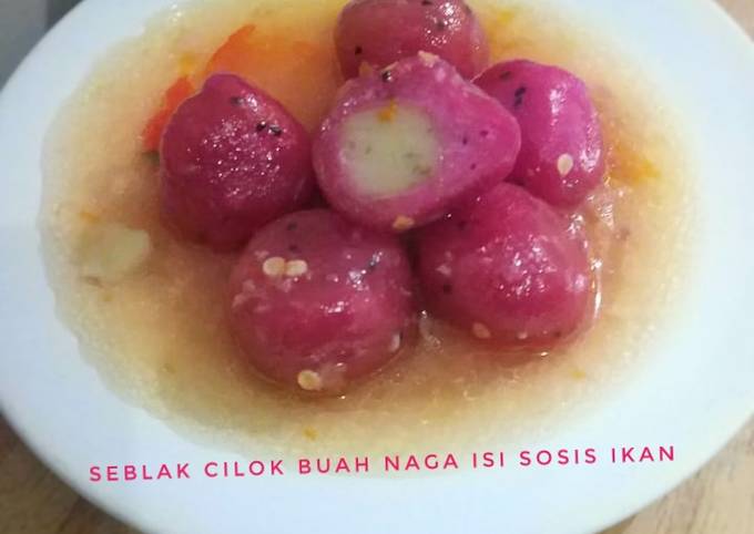 Seblak Cilok Buah Naga Isi sosis Ikan