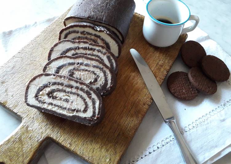 Rotolo caffè e cioccolato, senza cottura