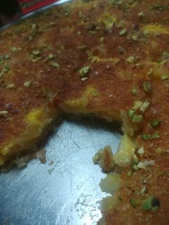 صورة لوصفة بسبوسه بالقشطه والكاسترد على طريقتي ولا أطيب 👌😍