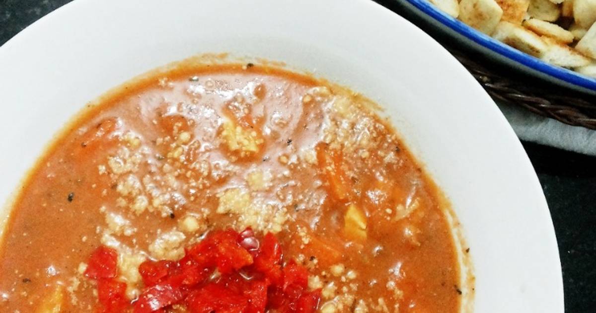 Resep Tomato Basil Soup With Croutons/Sup Tomat Dan Basil Dengan ...