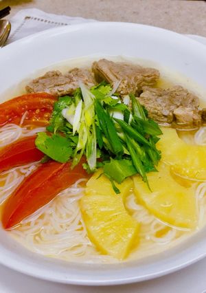 Hình của món Bún sườn nấu thơm cho bữa sáng.