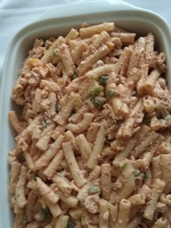 A picture of Macaroni and tuna fish salad.