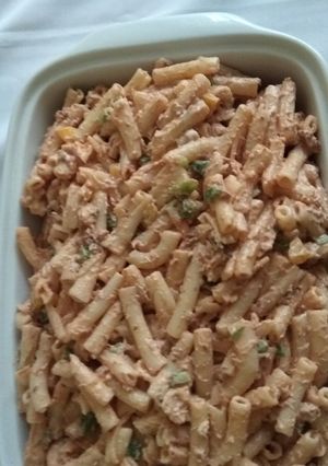 A picture of Macaroni and tuna fish salad.