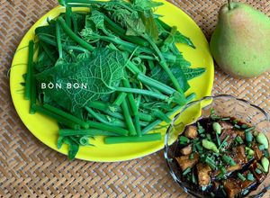 Hình của món Đọt Su Luộc Chấm Kho Quẹt Chay.