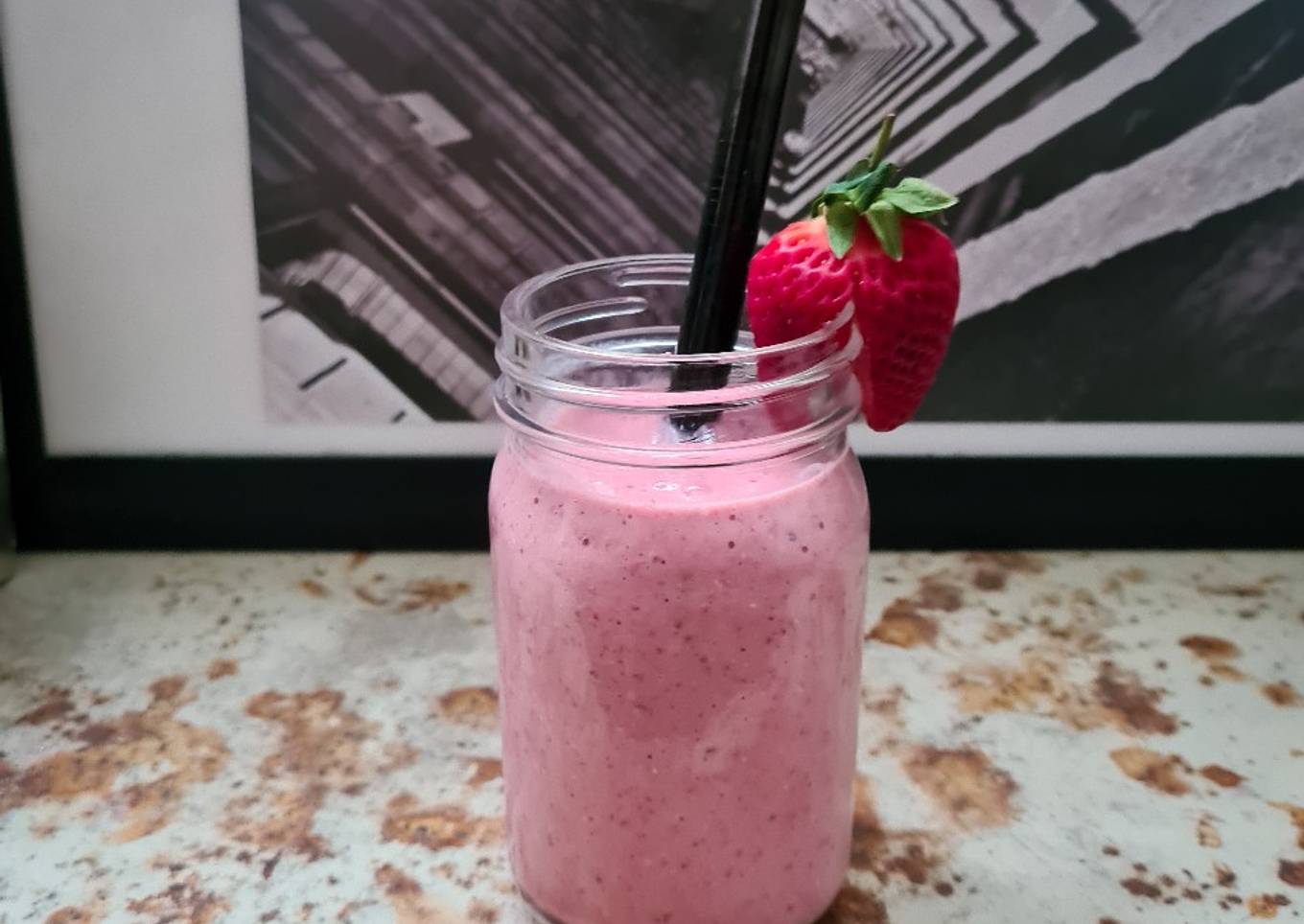 Smoothie de fresa con colágeno