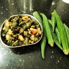 #Masala Bhindi Aalu A picture of #Masala Bhindi Aalu.