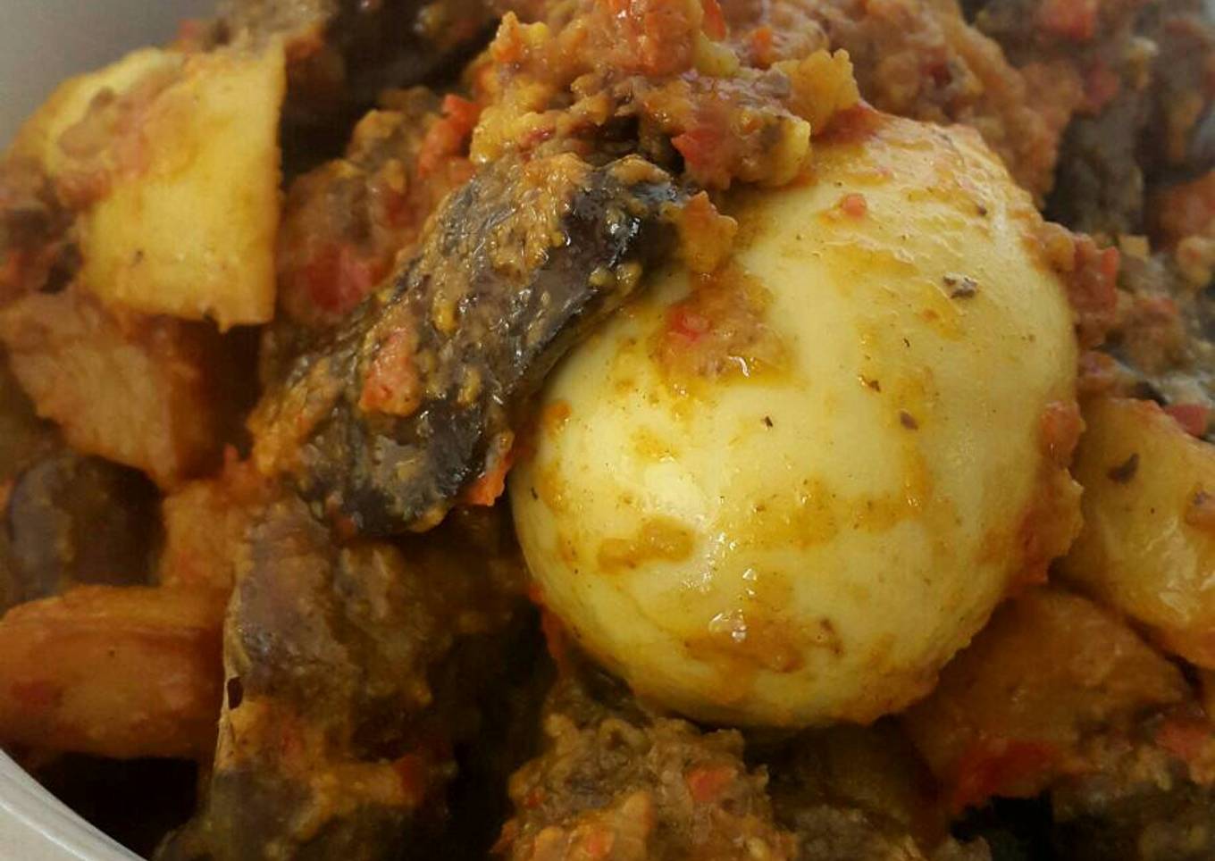 Rendang Ati Ayam, Kentang dan Telur