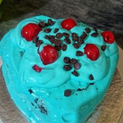 A picture of Bounty cake with cream frosting (without oven).