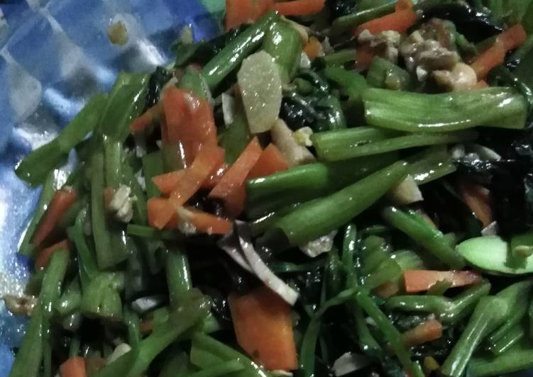 Resep Cah kangkung wepe minim kolestrol (wortel pete) yang Enak Banget