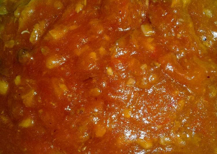 Proses mengolah Saus tomat pizza homade. (Ikan tongkol), Enak Banget