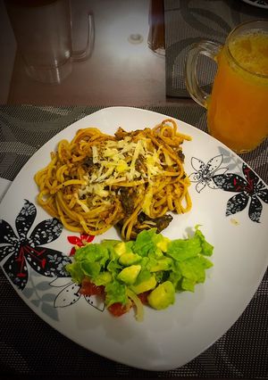 Una foto de Pasta al curry con champiñones al horno