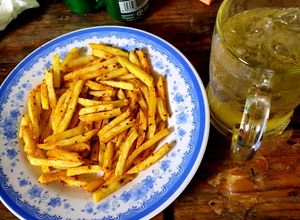 Hình của món Khoai tây tẩm bột ớt Hàn chiên bằng lò nướng không dầu.