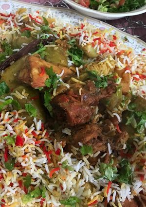 صورة لوصفة مقلوبه خضار بالدجاج صحيه ودايت 😋
