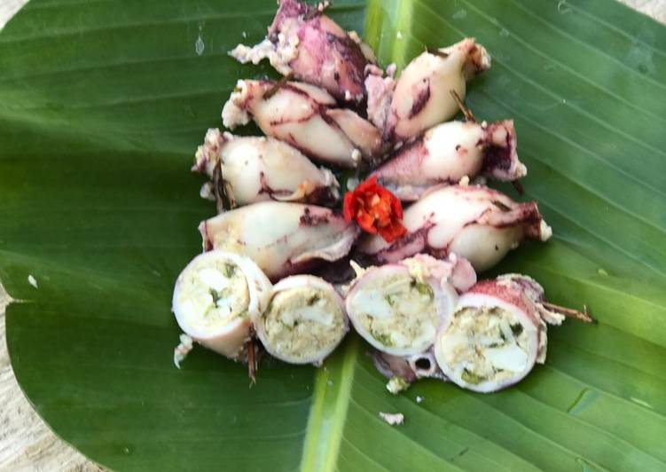 Cumi kukus isi telor asin tahu putih