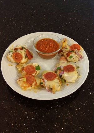 A picture of Chicken Breast Pizzas.