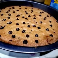Nutella stuffed chocolate chip cookie skillet A picture of Nutella stuffed chocolate chip cookie skillet.