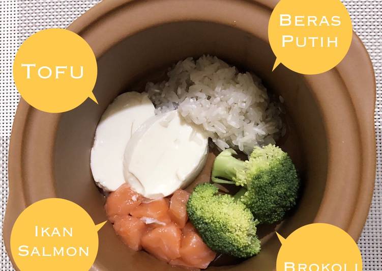 Bagaimana Menyiapkan MPASI Bubur Salmon Tofu Brokoli, Enak Banget
