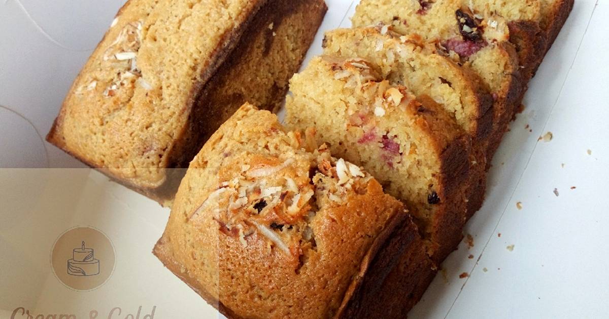 Butterscotch & strawberry nutty fruit cake loaf Recipe by Ezinne Okwu