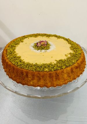 صورة لوصفة كيكه الفستق 🌿
