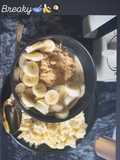 Oat meal with chia seeds and scrambled egg