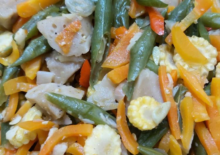 Tumis buncis wortel putren bakso