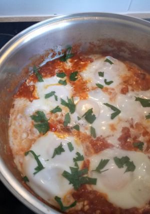 A picture of Shakshuka w feta.