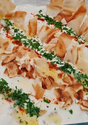 A picture of Hummus Fatteh #mycookbook.