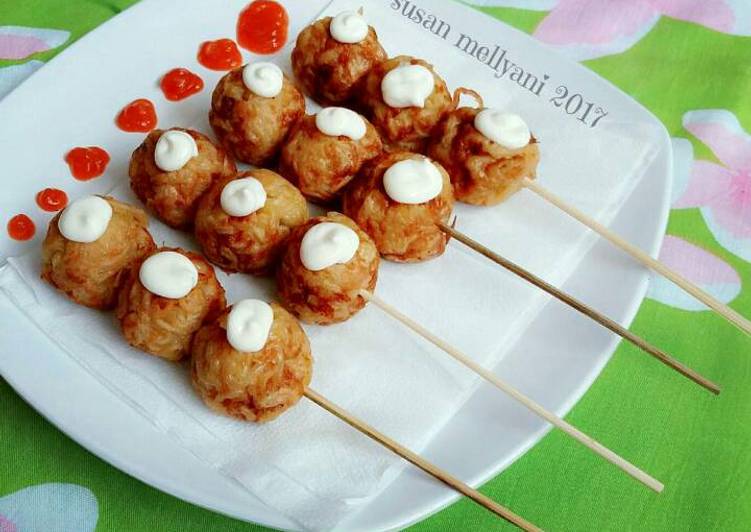 Resep Bola bola mie keju kornet🍡, Bikin Ngiler