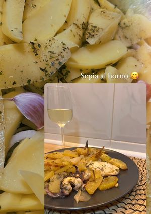 Una foto de Sepia al horno con patatas