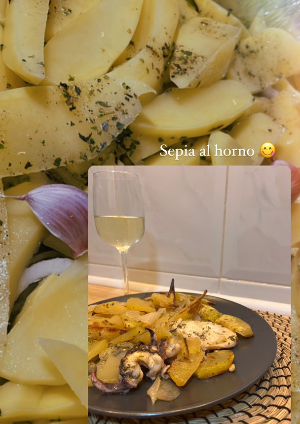 Una foto de Sepia al horno con patatas