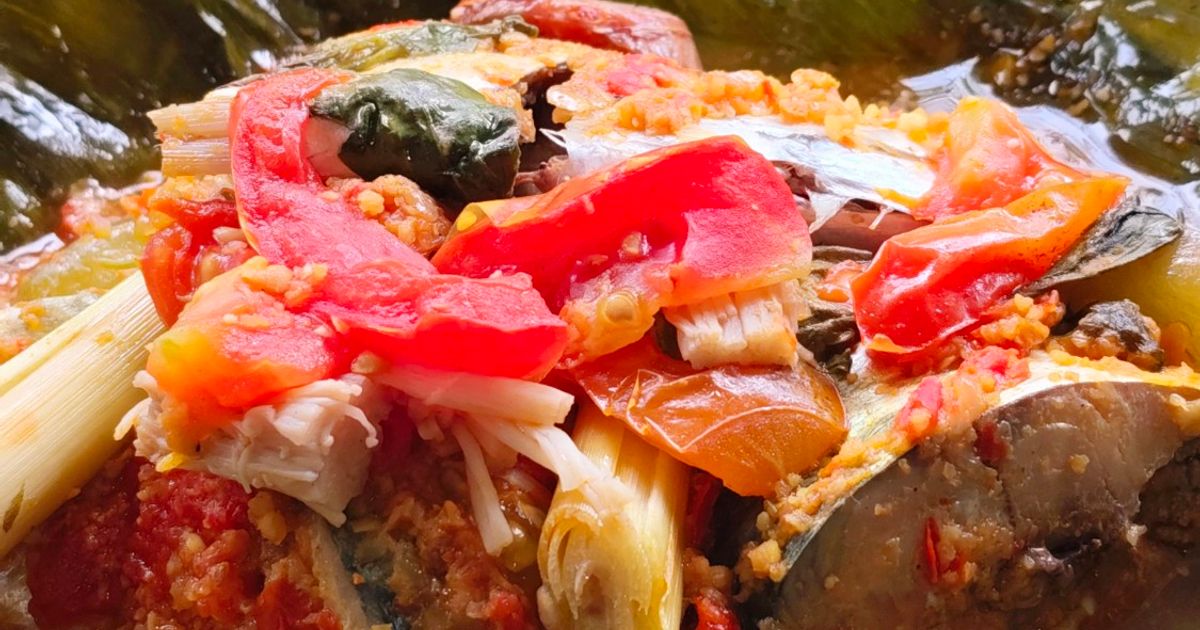 Pepes ikan kembung + jamur enoki