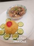 Turmeric Rice with beef stroganoff sauce
