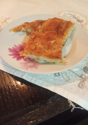 A picture of Volos-Style Kaseri Cheese Pie with Grandma’s Homemade Phyllo.