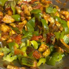 A picture of Brinjal and Capsicum Masala.