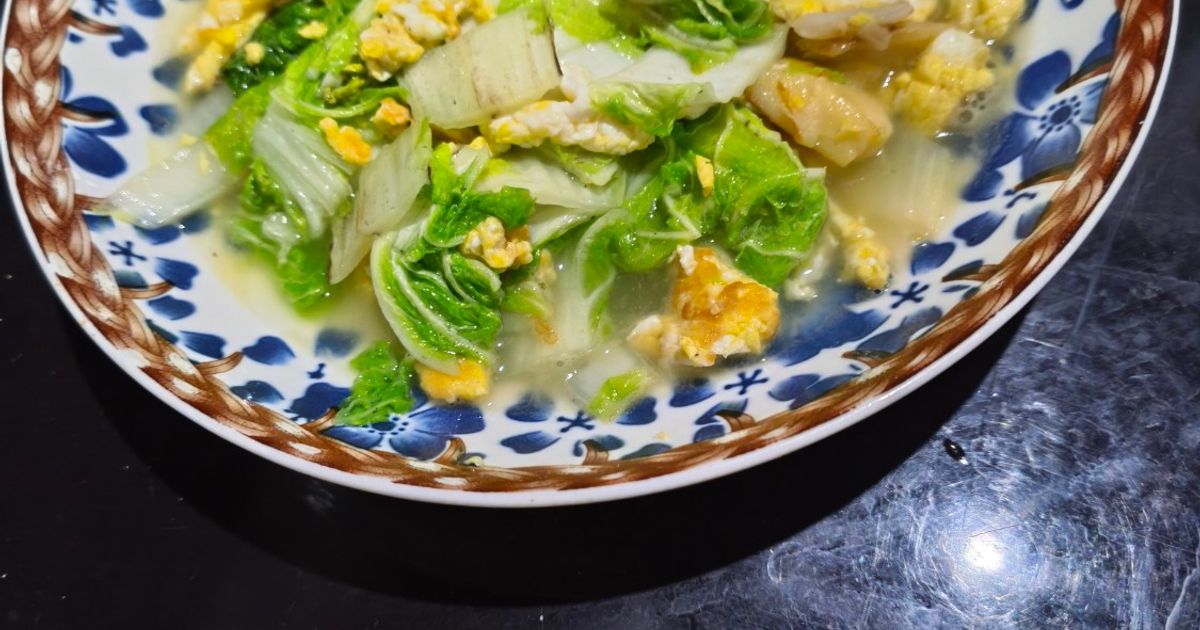 Tumis sawi putih telur