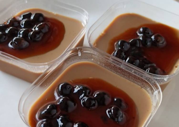 Puding kopi topping boba