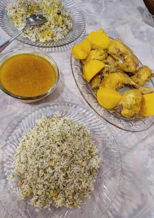 عکسی از دستور باقالی پلو با مرغ