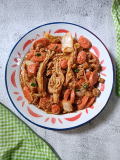 Foto resep Tumis Sosis Jamur Enoki Asam-manis