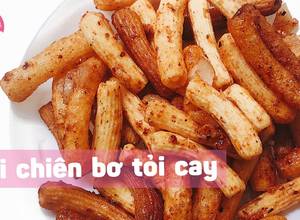 Hình của món Nui chiên bơ tỏi cay ăn vặt 🍟🍟🍟.