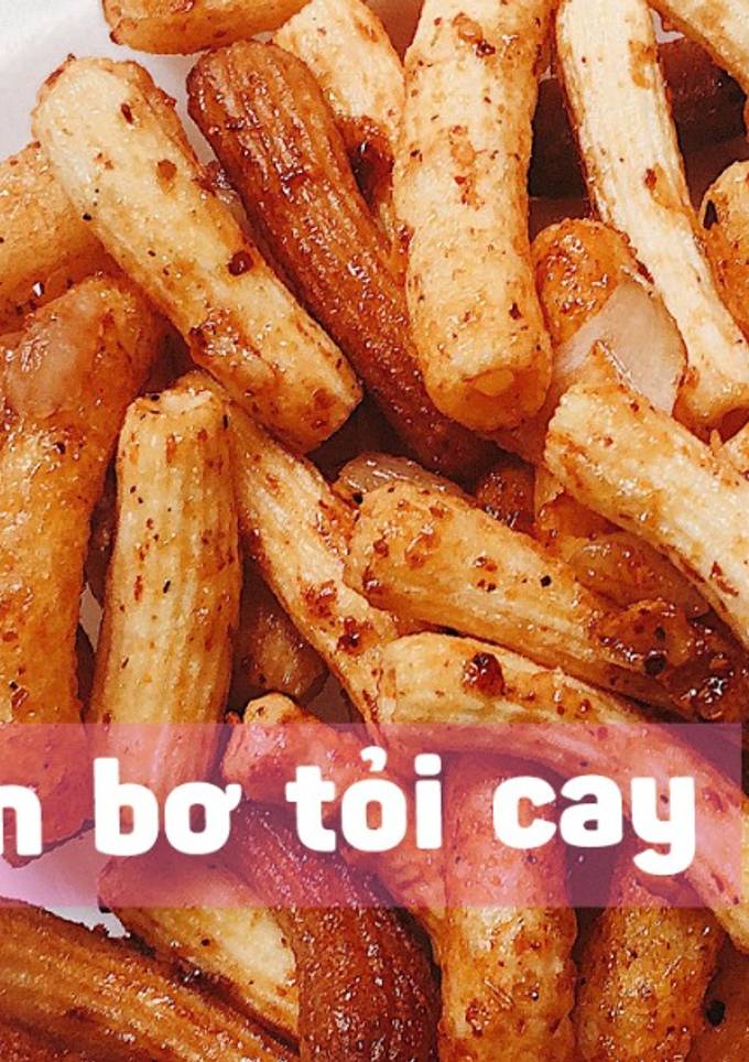 Hình của món Nui chiên bơ tỏi cay ăn vặt 🍟🍟🍟.