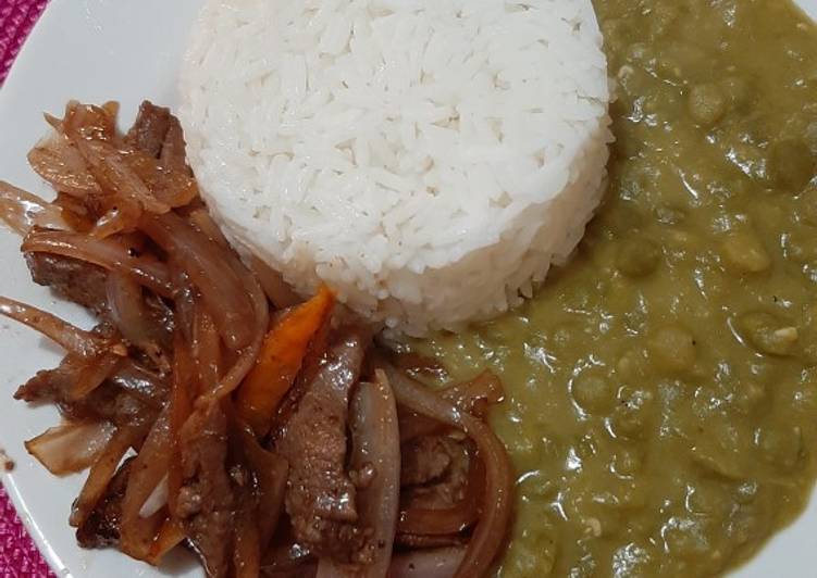 Alverjita partida con lomo saltado