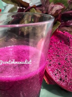 Foto resep Jus santan segar buah naga merah bayam indigo turun bb smoothies kolesterol