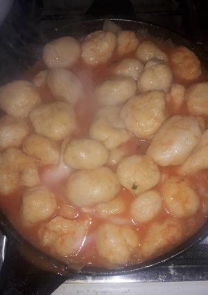 Una foto de Ñoquis de zapallo y arroz