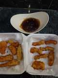 Pechugas de pollo crujientes con salsa de miel