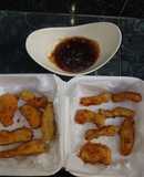 Pechugas de pollo crujientes con salsa de miel